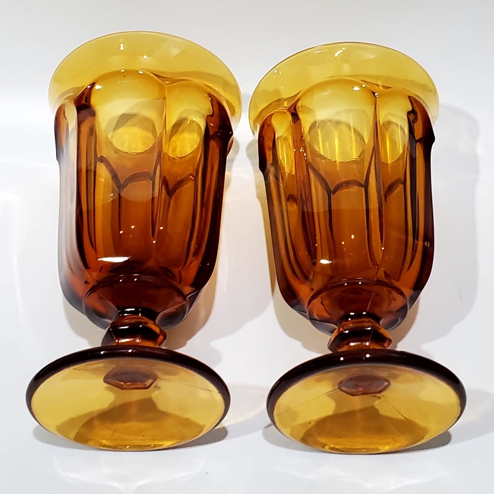 2 Imperial Glass-Ohio 12oz Old Williamsburg Amber Iced Tea Glasses - Picture 4 of 13